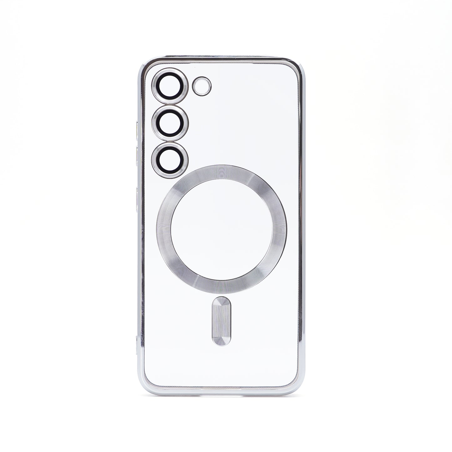 Samsung S23 silver electroplating TPU case with Magnetic Ring - BULK