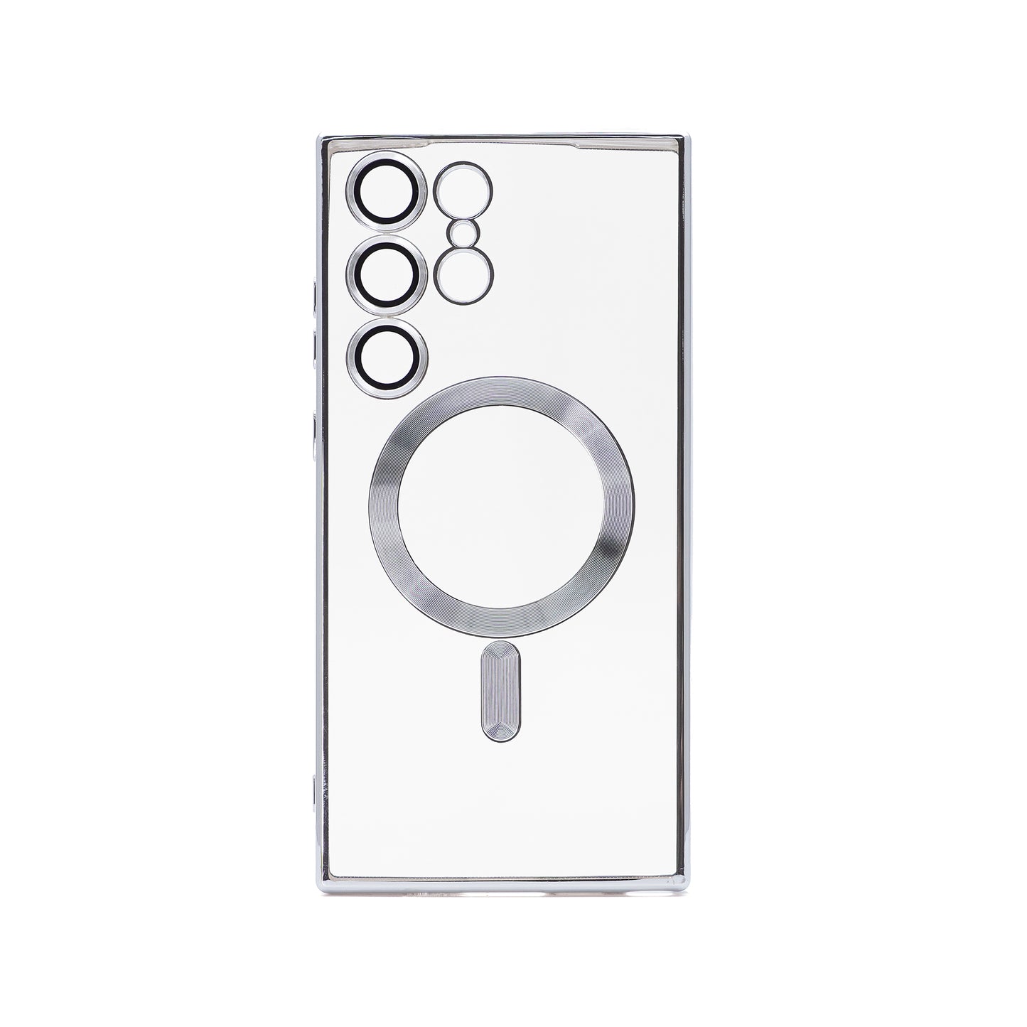Samsung S23 Ultra Silver electroplating TPU case with Magnetic Ring - BULK