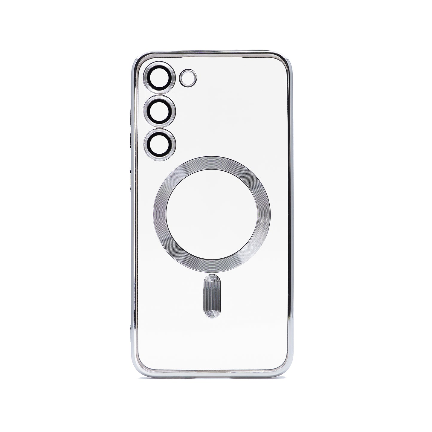 Samsung S23 Plus Silver electroplating TPU case with Magnetic Ring - BULK