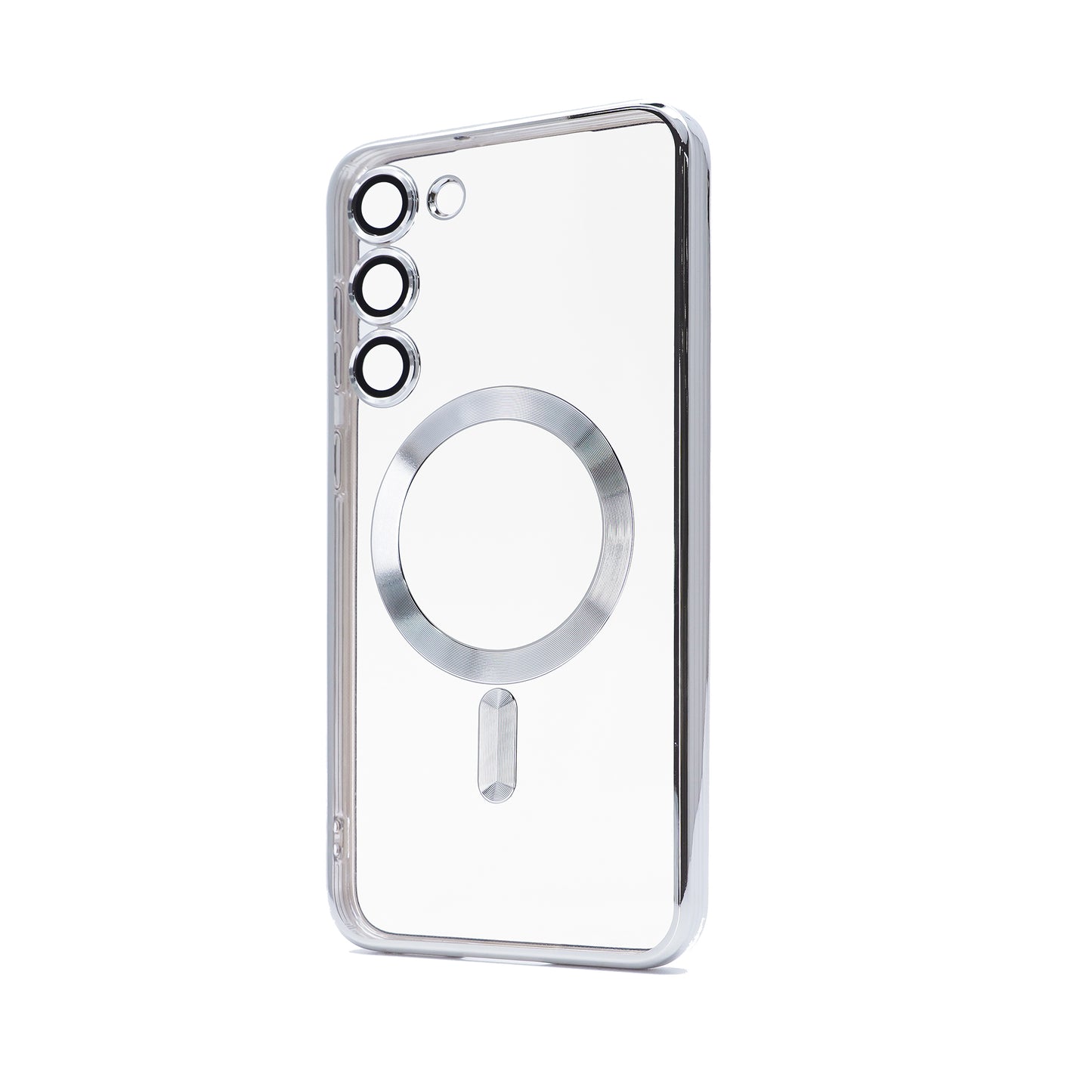 Samsung S23 Plus Silver electroplating TPU case with Magnetic Ring - BULK