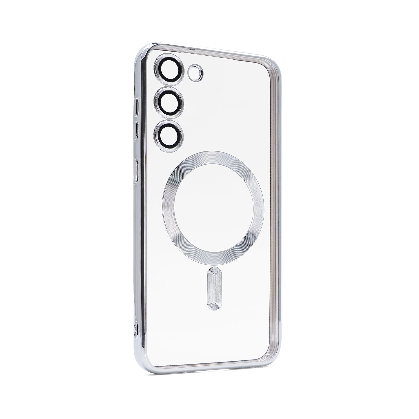 Samsung S23 Plus Silver electroplating TPU case with Magnetic Ring - BULK